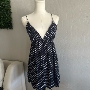 Timing Blue and White Mini Sundress with Spaghetti Straps